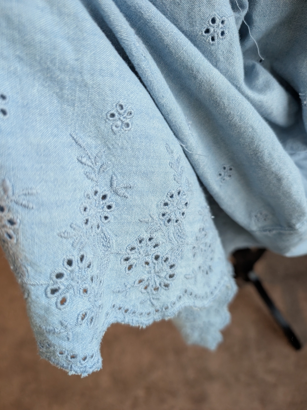 Levi's Light Blue Eyelet Spaghetti Strap Tiered Mini Dress - Picture 6 of 7